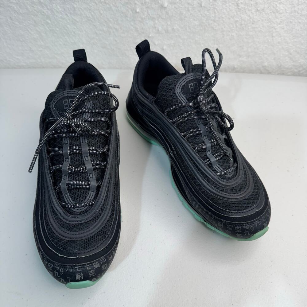 Jordan Nike Air Max 97 ‘Matrix’ Sneakers Black Green Glow Athletic Shoes Size 9